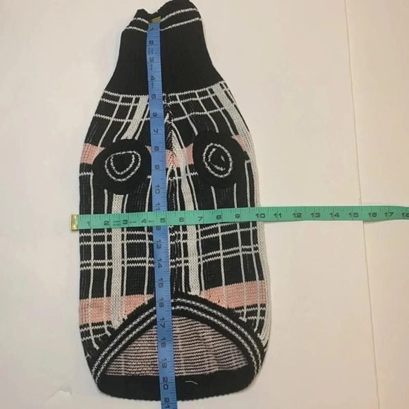 Mabel & James Plaid Dog Sweater Pink, Black Size Large - Picture 4 of 9